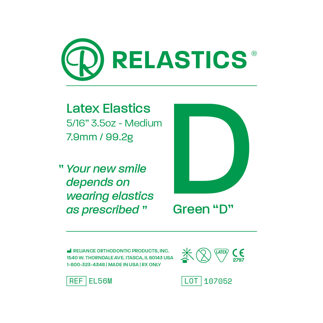 Patient Elastics Latex Relastics 5/16" / 7.9mm Medium 3.5oz GREEN D