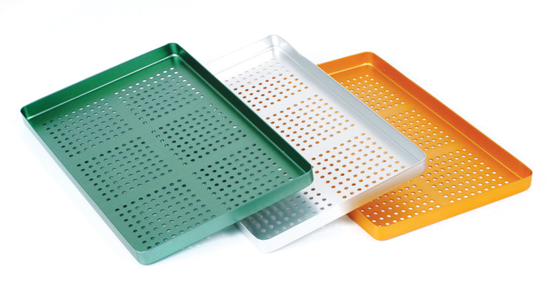 Aluminium Instrument Tray Perforated Green