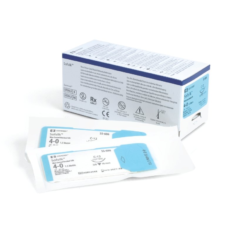 SOFSILK - Coated, Braided Silk, Black SS-686. Length: 45cm, Gauge: 4/0