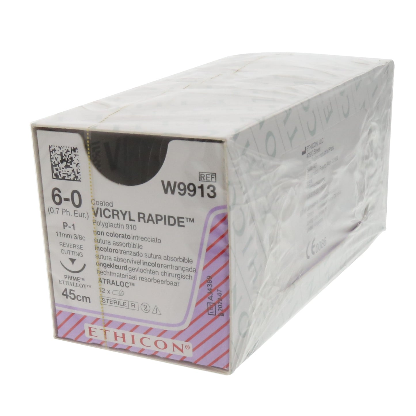 Vicryl Rapide - Coated, Undyed W9913. Length: 45cm, Gauge: 6/0