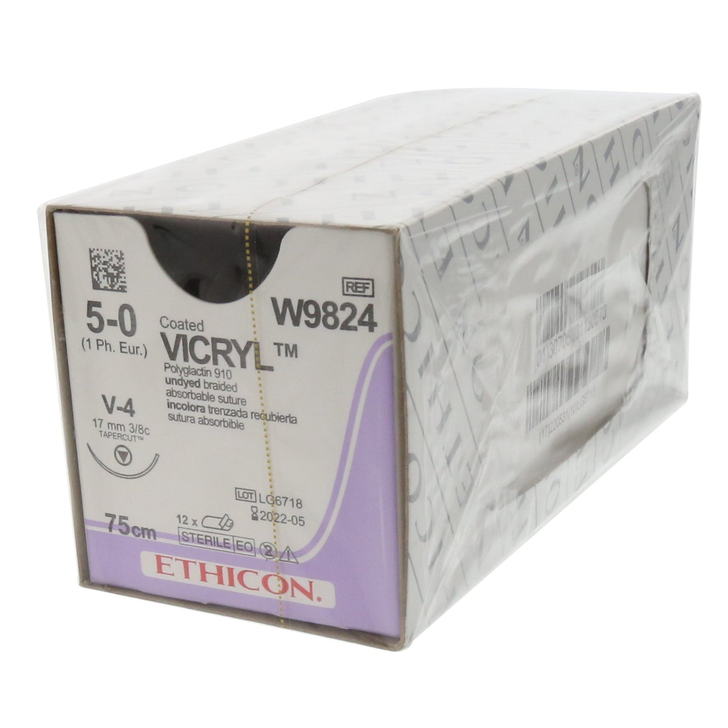 Vicryl Suture - Undyed braided absorbable W9824. V4, Length: 75cm, Gauge: 5/0