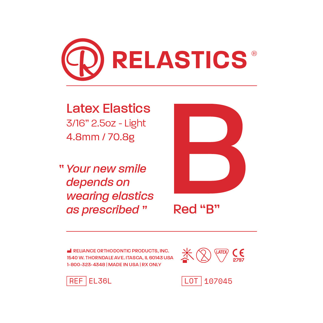 Patient Elastics Latex Relastics 3/16" / 4.8mm  Light 2.5oz  RED B