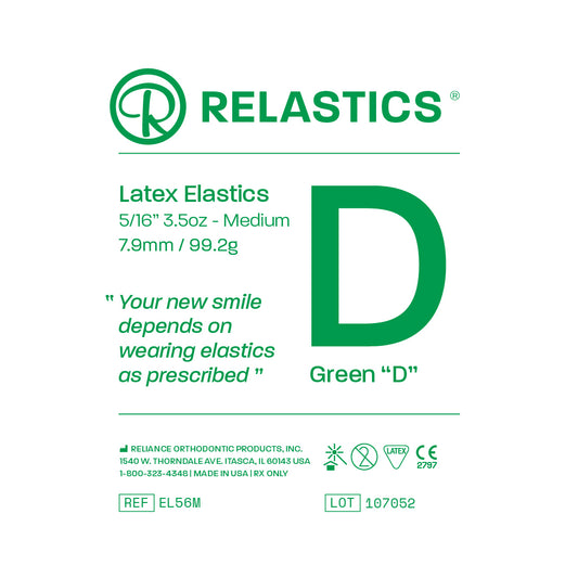 Patient Elastics Latex Relastics 5/16" / 7.9mm  Medium 3.5oz  GREEN D