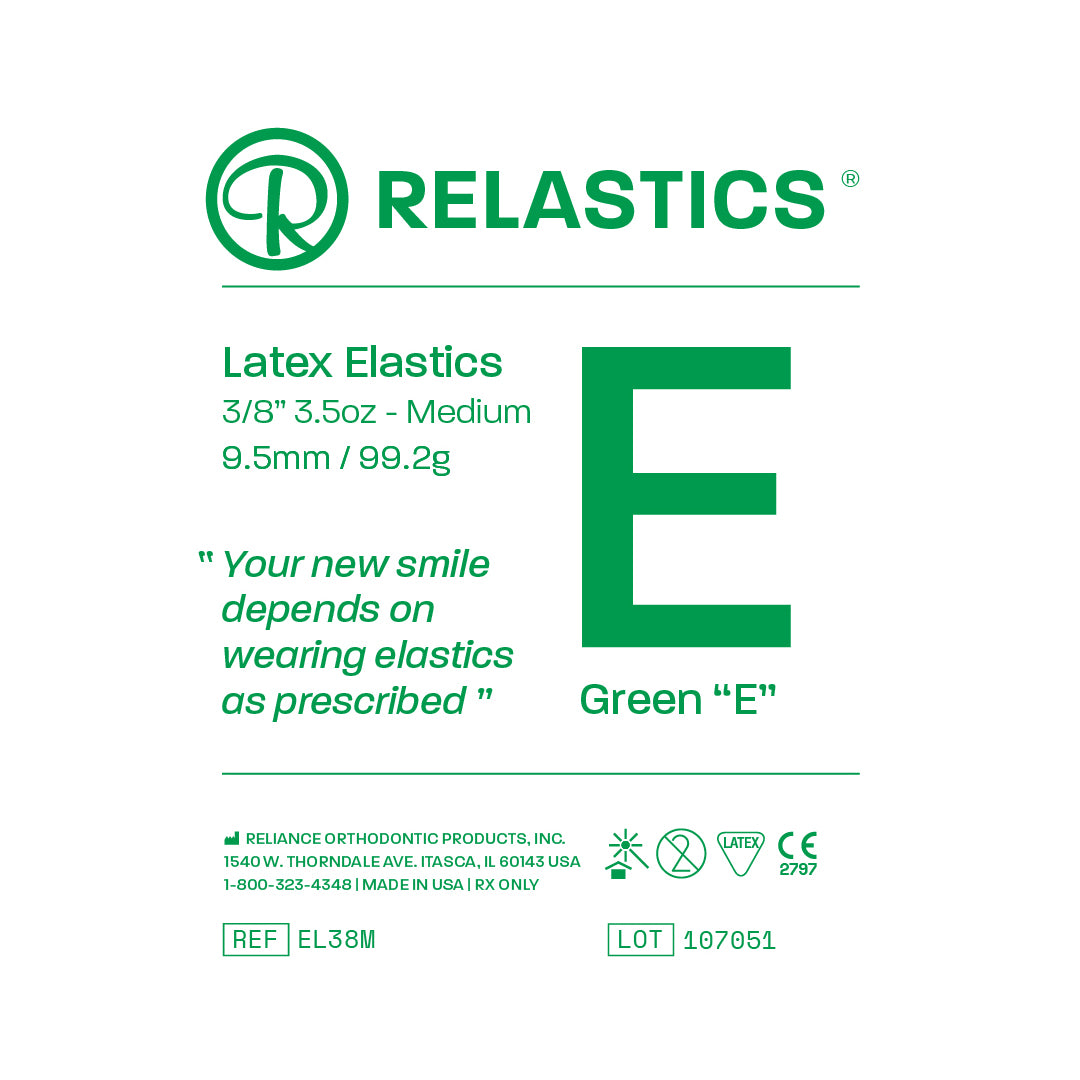 Patient Elastics Latex Relastics 3/8" / 9.5mm  Medium 3.5oz  GREEN E