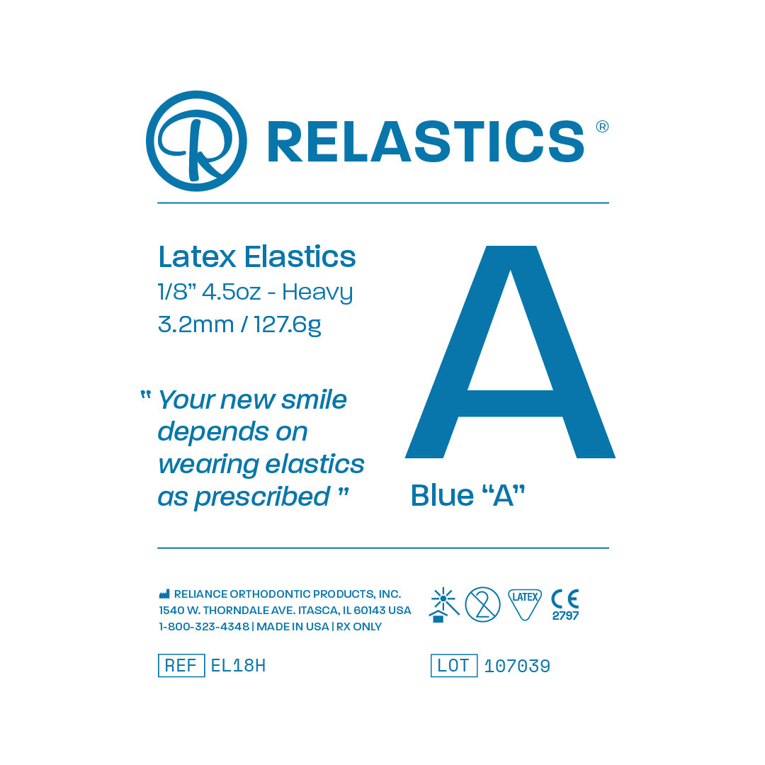 Patient Elastics Latex Relastics 1/8" / 3.2mm  Heavy 4.5oz  BLUE A