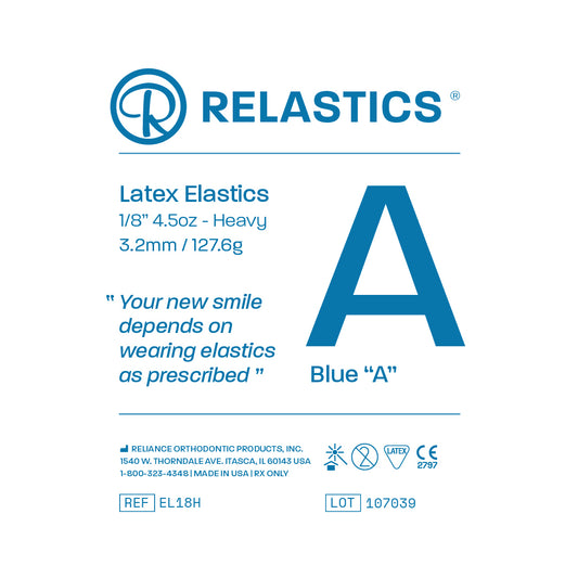 Patient Elastics Latex Relastics 1/8" / 3.2mm  Heavy 4.5oz  BLUE A