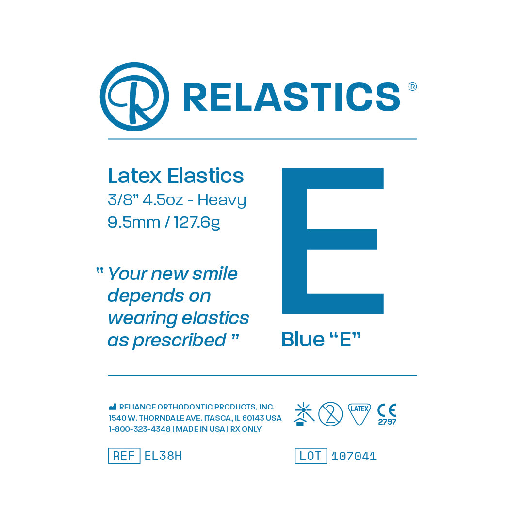 Patient Elastics Latex Relastics 3/8" / 9.5mm  Heavy 4.5oz  BLUE E