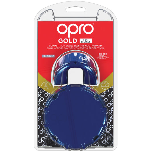 Opro Self-Fit GEN3 Gold Braces - Blue/Pearl Mouthguard
