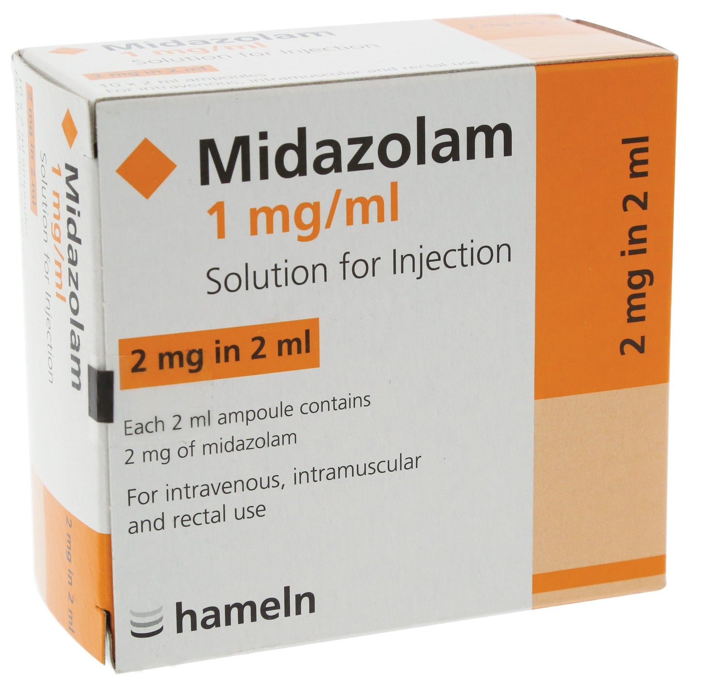 Midazolam 1mg/ml solution for injection, 2ml ampoules