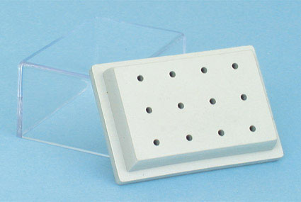 Plastic Bur Stand with Lid 12 Holes Grey - FG/RA