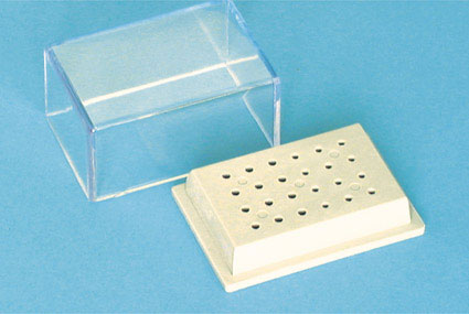 Plastic Bur Stand with Lid 24 Holes Grey - FG/RA