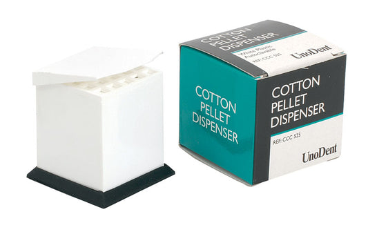 Cotton Pellet Dispenser White Plastic - Autoclavable