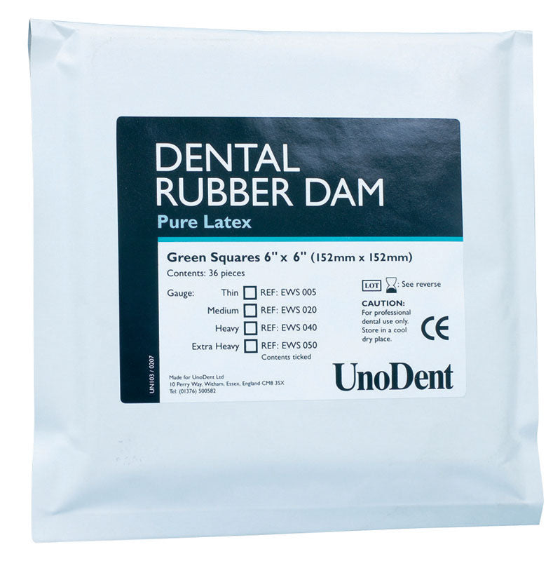 Latex Rubber Dam Squares Extra Heavy - 6" x 6" (152 x 152mm)