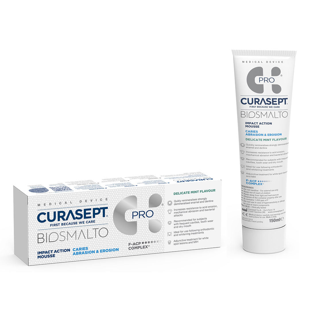 Biosmalto Impact Action Mousse Delicate Mint 150ml with trays