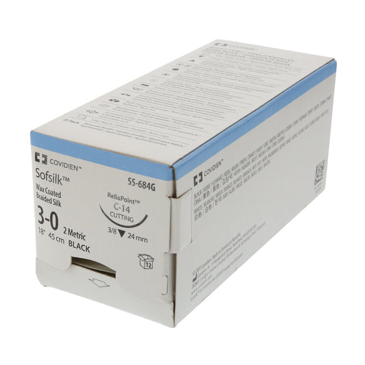 SOFSILK - Coated, Braided Silk, Black SS-684G. Length: 45cm, Gauge: 3/0