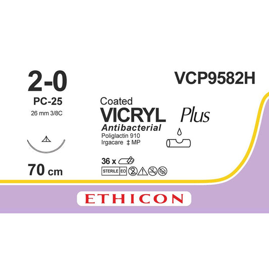 VICRYL Plus Suture VCP9582H Gauge 2-0, Length 70cm