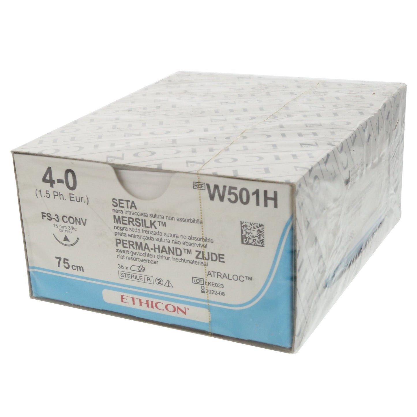 Mersilk Black W501H. Length: 75cm, Gauge: 4/0