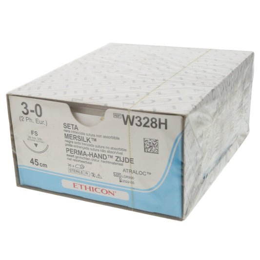 Mersilk Black W328H. Length: 45cm, Gauge: 3/0