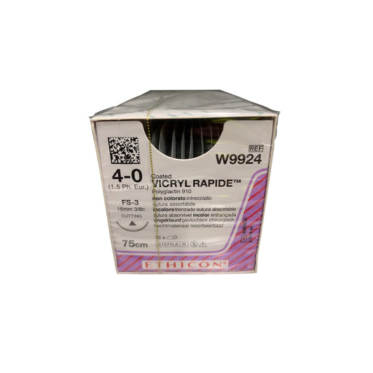 Vicryl Rapide - Braided, Undyed, Absorbable W9924. Length: 75cm, Gauge: 4/0