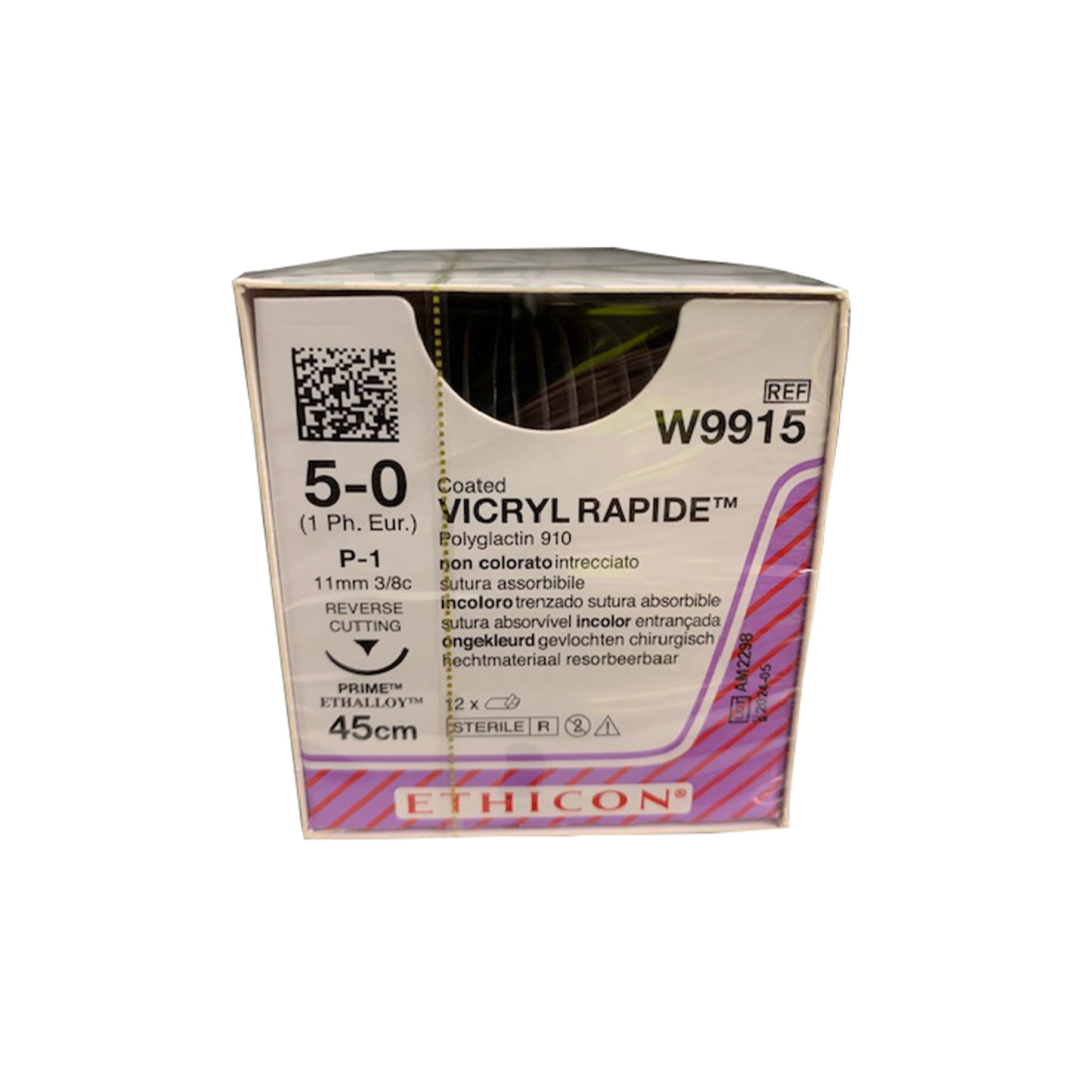 Vicryl Rapide - Braided, Undyed, Absorbable W9915. Length: 45cm, Gauge: 5/0